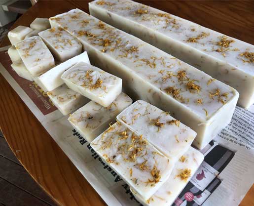 Traditional natural lye lard handmade calendula soap made by us